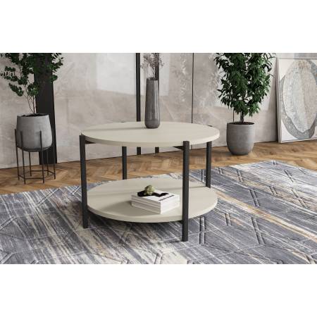 Nowoczesny, okrągły stolik kawowy 65 cm – Styl loft, dwupoziomowy MILANO M14